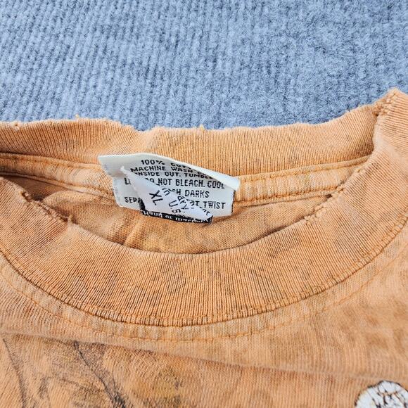Vintage Wolves Shirt Mens XL Orange Graphic Nature Rag Tops Made USA 90s Tee - Picture 5 of 8